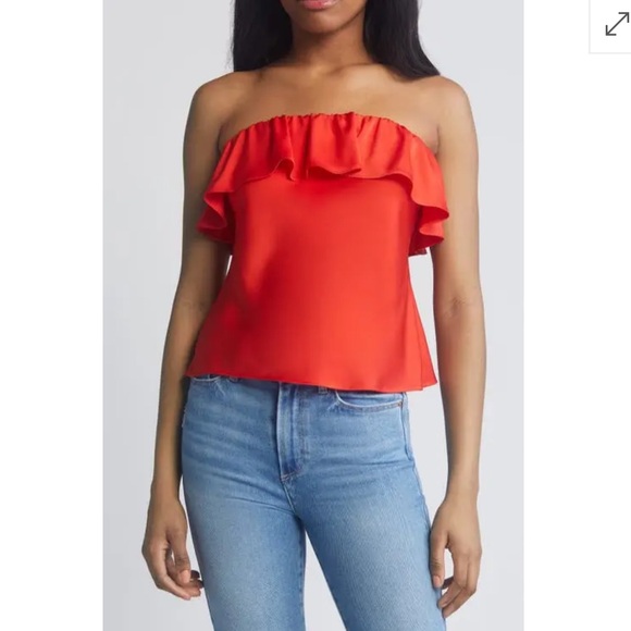 Wayf All Your Ruffle Strapless Top-Red - Picture 4 of 4